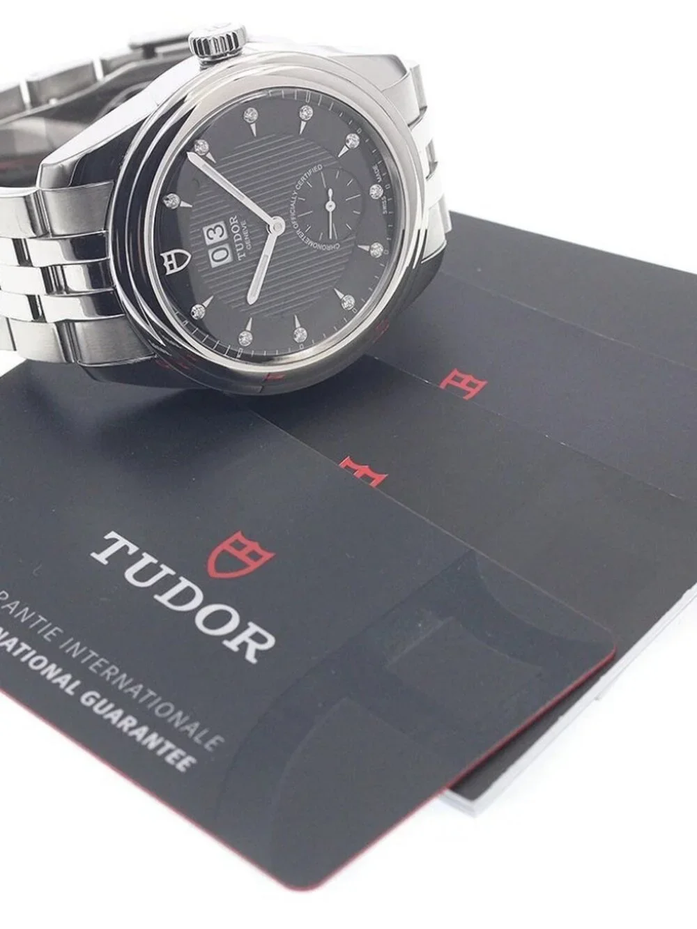 TUDOR Glamour 57100 Double date black Dial Automatic Men's Watch_956334